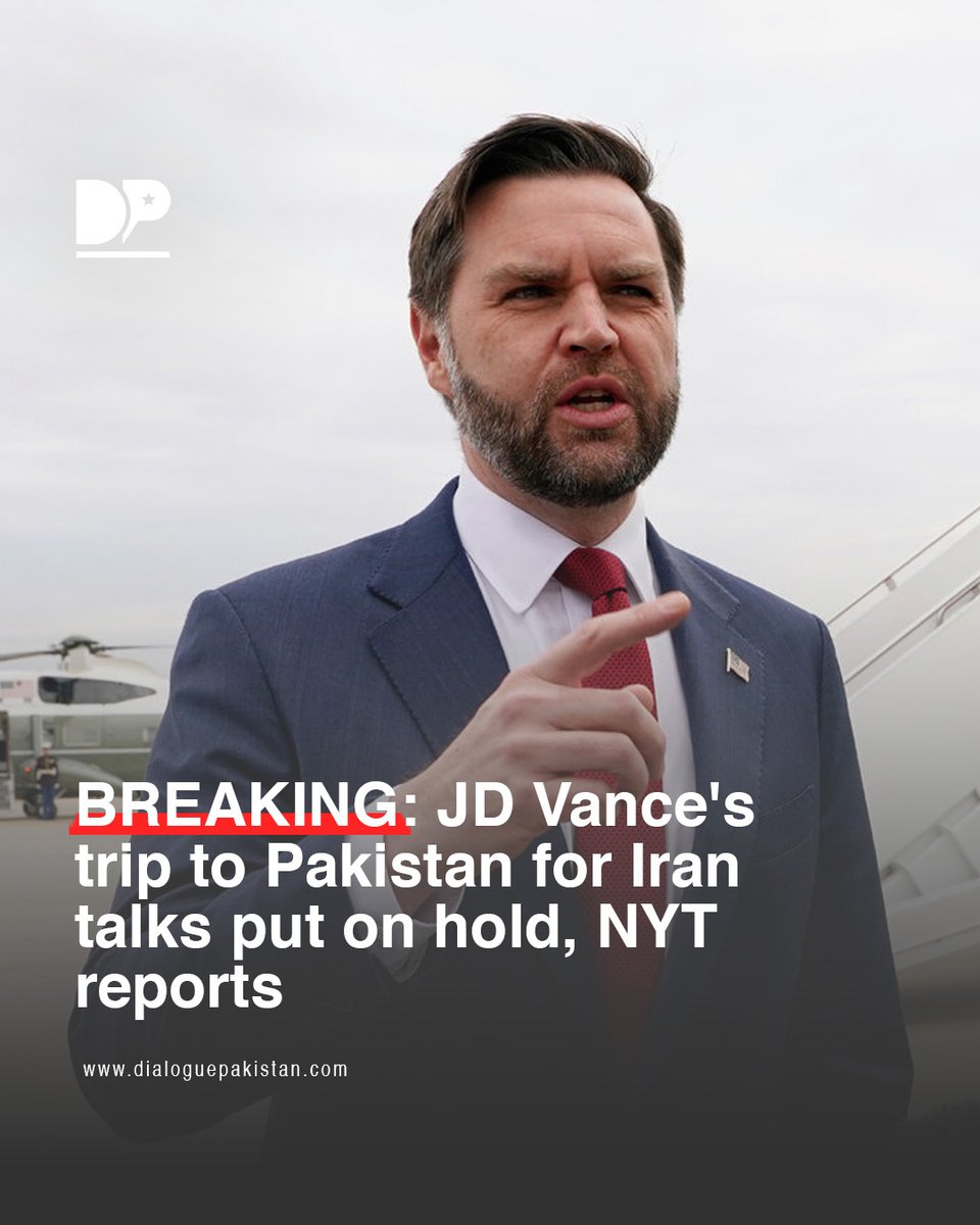 DialoguePak's tweet image. A planned visit by US Vice President JD Vance to Pakistan for a second round of talks with Iran has been put on hold, The New York Times reports.

#DialoguePakistan  #JDVance #Trip #Pakistan #ran #Talks