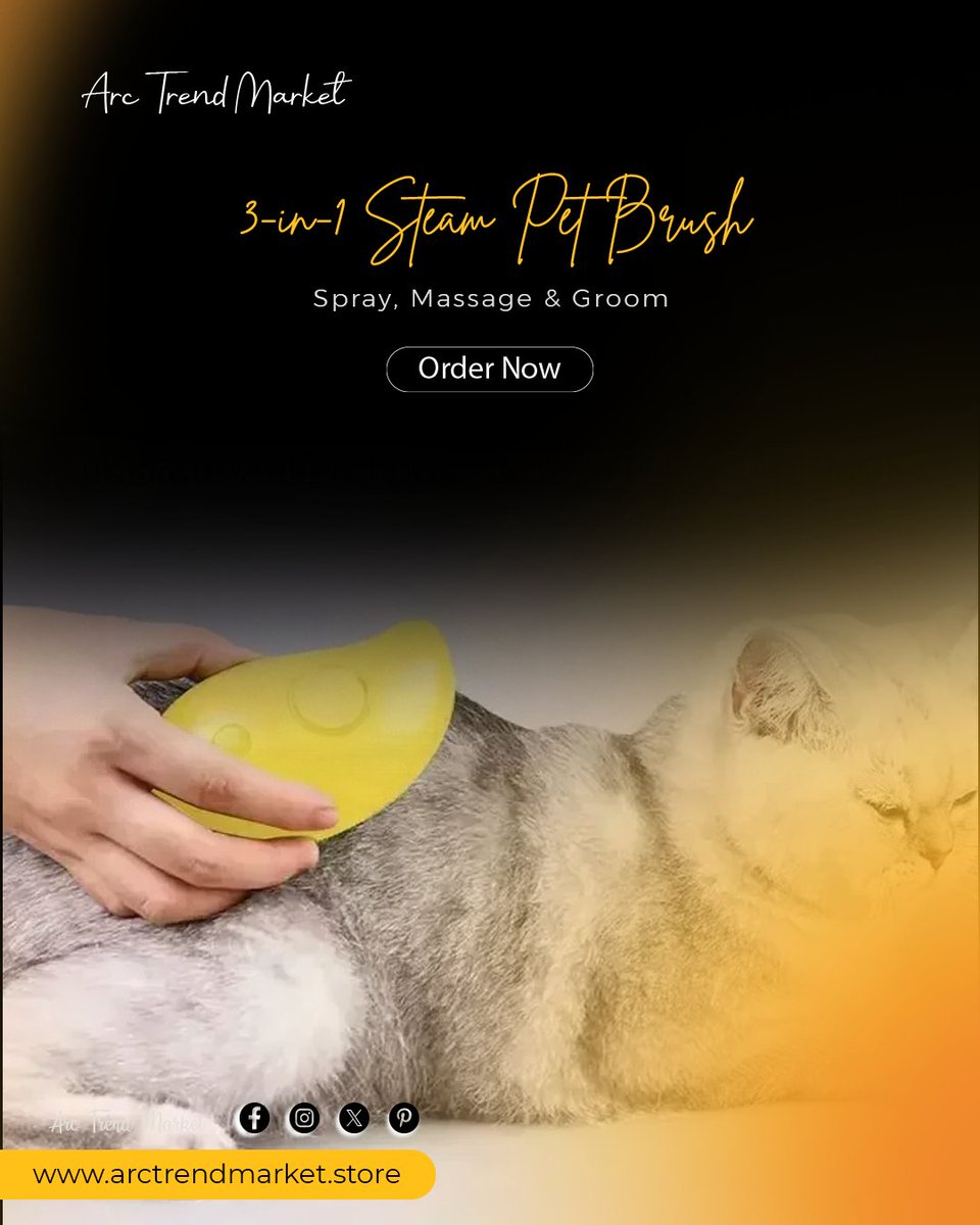 arctrendmarket's tweet image. Upgrade grooming time with this 3-in-1 steam pet brush. Electric spray, gentle massage bristles, and shedding control combine to keep your pets clean, relaxed, and looking their best.

#PetSteamBrush #DogGrooming #CatCare #PetBathTime #FurRemoval #PetAccessories #ShopOnline