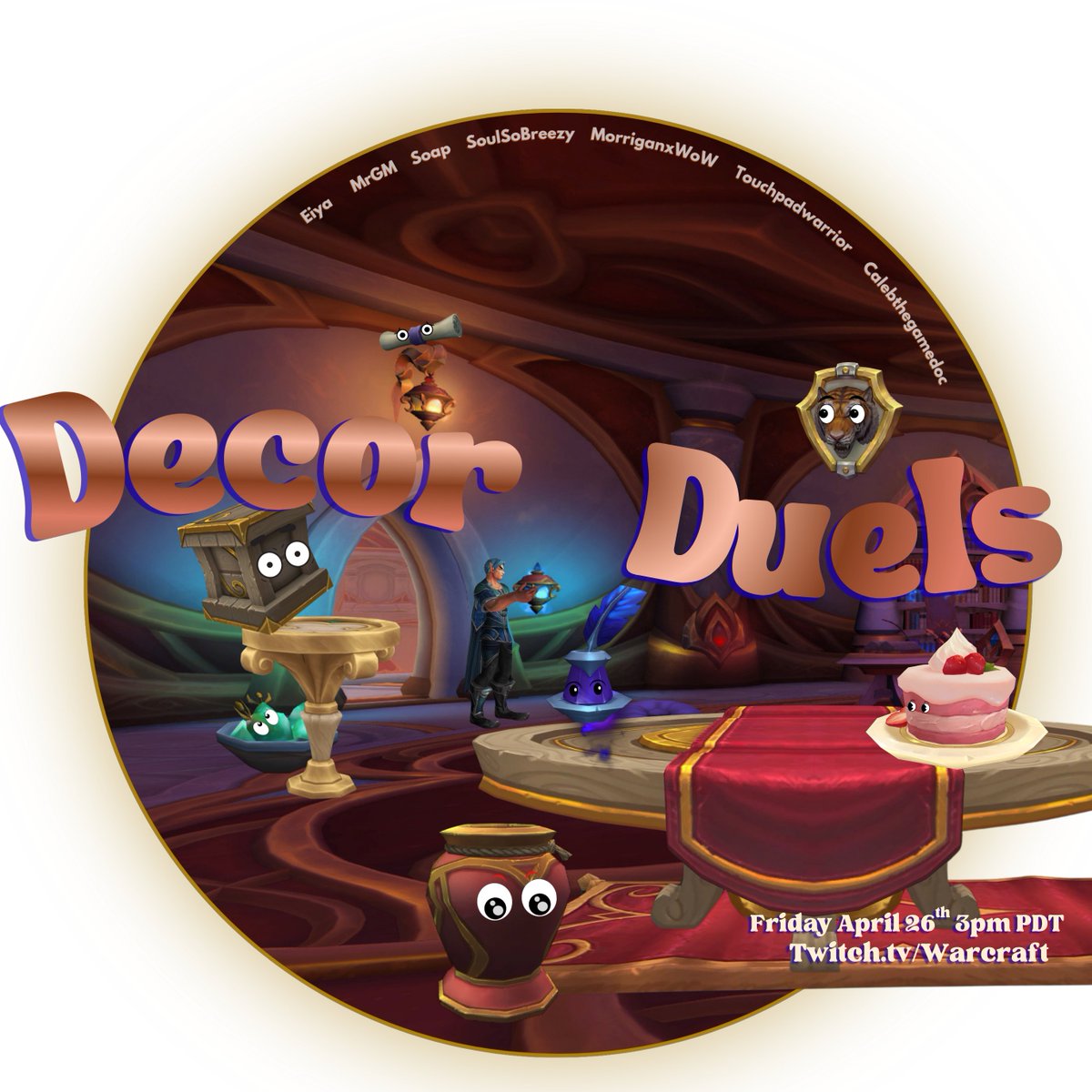 eiyawow's tweet photo. Join me on the @Warcraft stream this Friday, April 26th 3pm PDT for Decor Duels! 

@MrGMYT 
@soaphia 
@soulsobreezy 
@morriganxwow 
@Touchpadwarrior 
@calebthegamedoc 
#WoW_Partner https://t.co/Ju2bUkEeAS