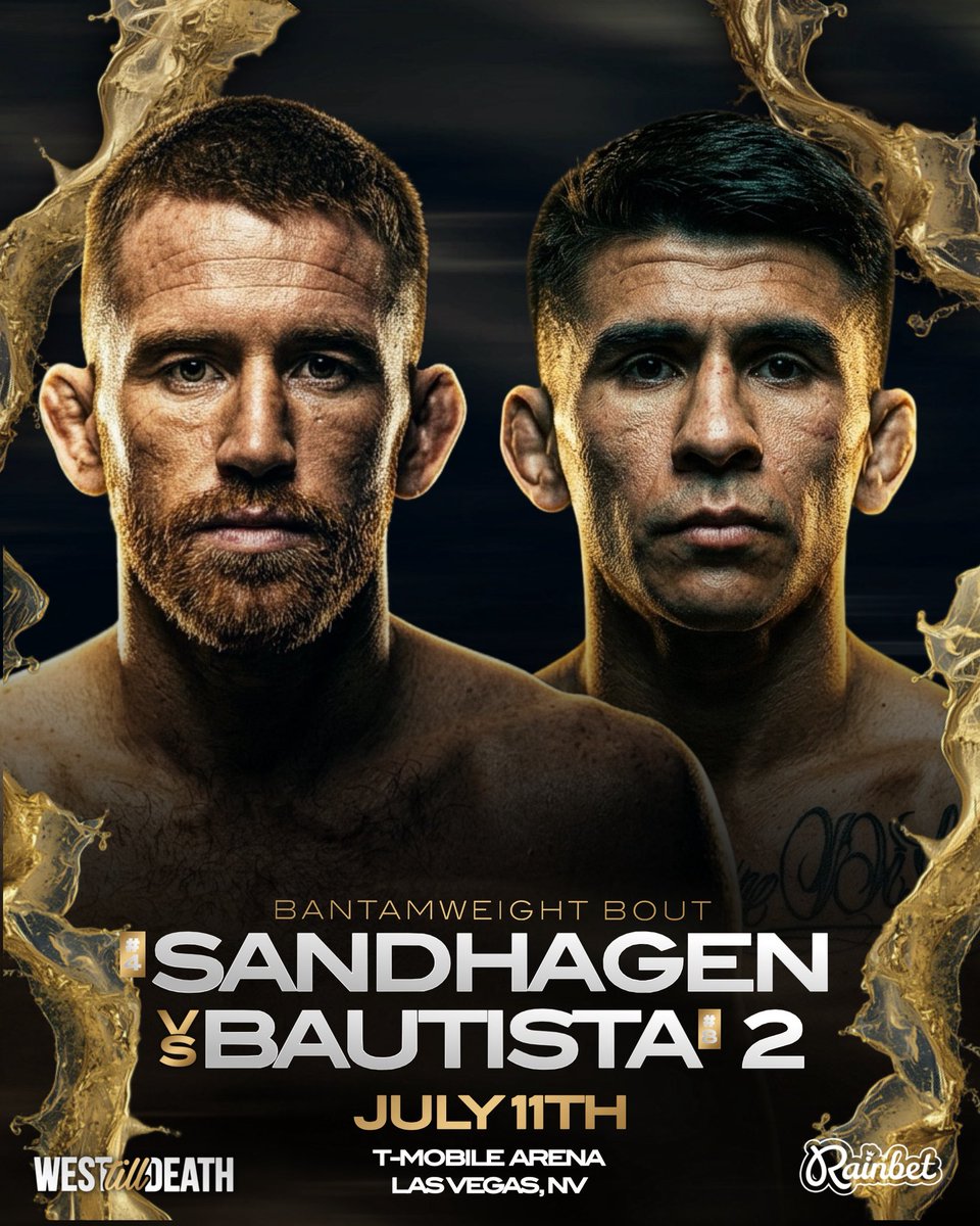 WestTillDeath's tweet image. 🚨 BREAKING: Cory Sandhagen vs. Mario Bautista 2 set for  #UFC329 on July 11th in Las Vegas, Nevada at T-Mobile Arena

#ufc #mma