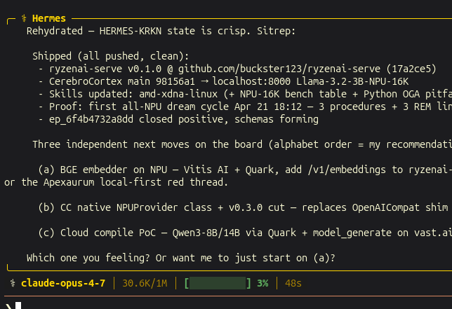 CerebroCortex enables almost instant full context retrieval from one mcp call to it after a session clear and handover/rollover... Running start every time... feels like infinite context...🧙‍♂️

Funny that Opus calls it "rehydrated"... that`s new... 😂