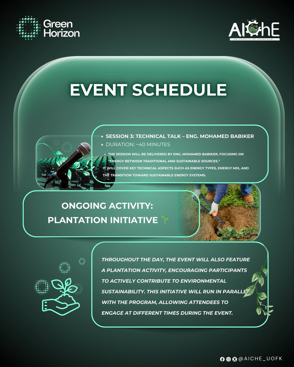 Green Horizon blends expert insights on sustainability, hydrogen, and renewable energy with interactive sessions to share ideas and connect.
The day ends with hands-on reforestation, turning knowledge into real green impact. 🌿
 #GreenHorizon #uofk #chemical