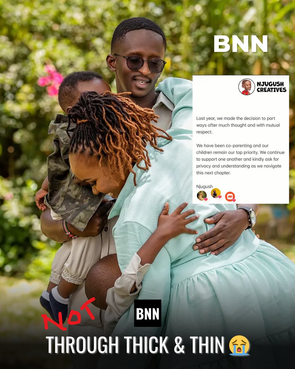 edgarobare's tweet image. Comedian Njuguna’s announces his divorce from his wife Wakavinye, leaving millions of fans heartbroken and disappointed. #njugush

FOLLOW US ON BNN BASIC
t.me/bnnkenya/86212