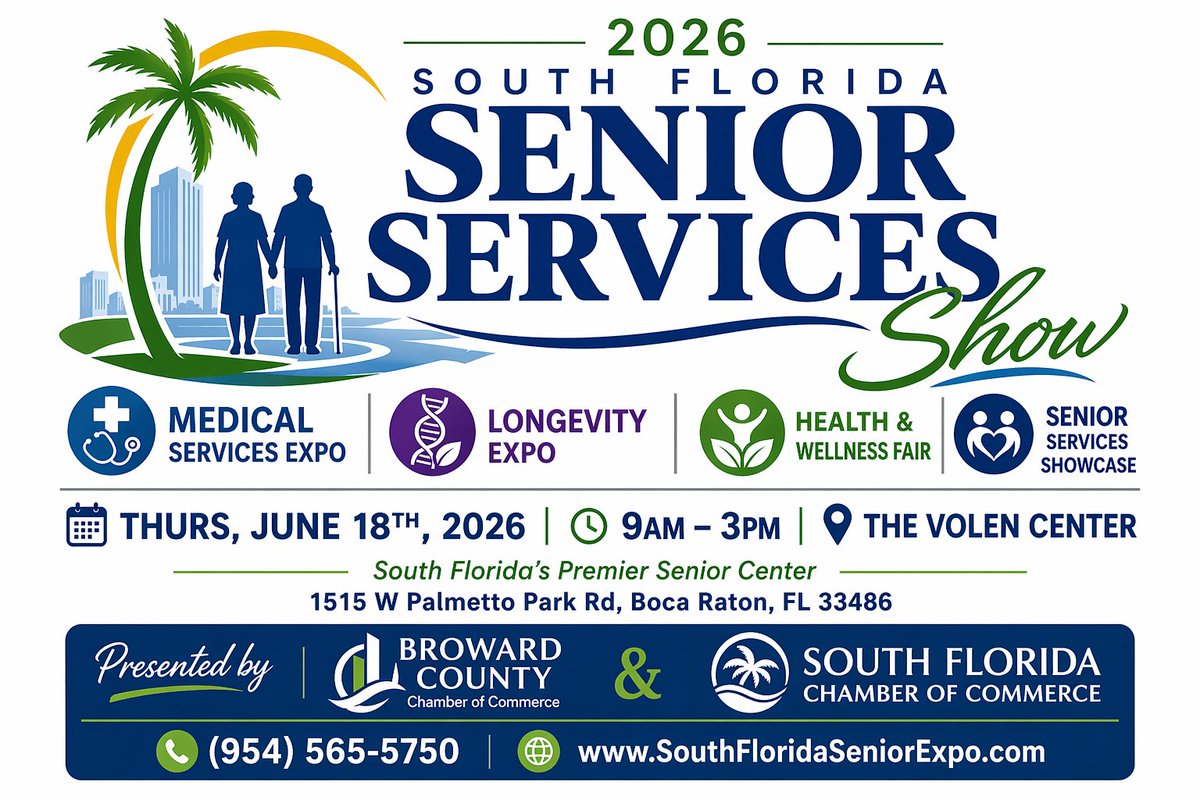 Dear Business Owner,

We invite you to Reach the Wealthy Senior Market at the 2026 South Florida Senior Services Show.

If your goal is to connect with an engaged, growing, and high-value audience, the 2026 South Florida Senior Services Show is an opportunity you don’t want to