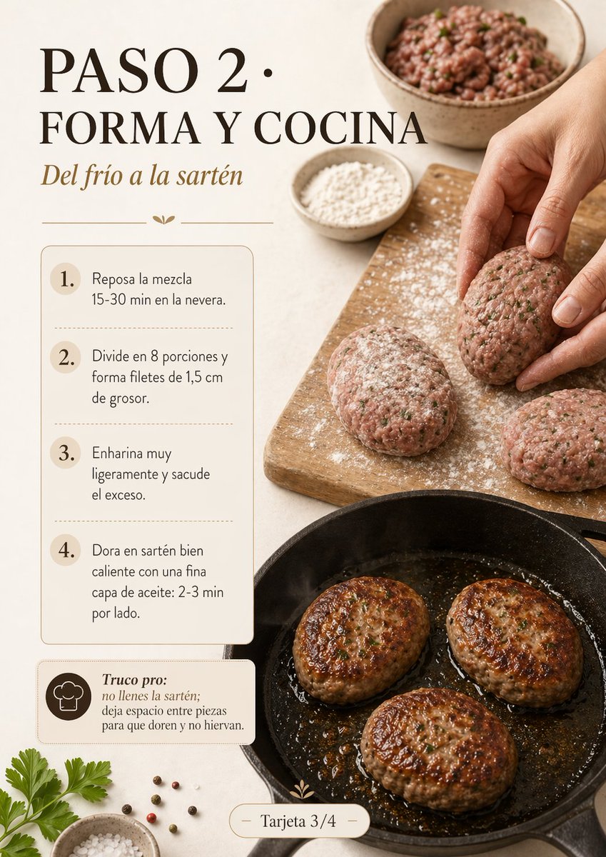 saquito's tweet photo. @DotCSV Anunciarán que lleva días desplegándose, ¿no? Porque yo le pedí ayer que me hiciera una receta ilustrada para filetes rusos y me hizo esto (ultra adherencia) https://t.co/bxXCDMFJ4c