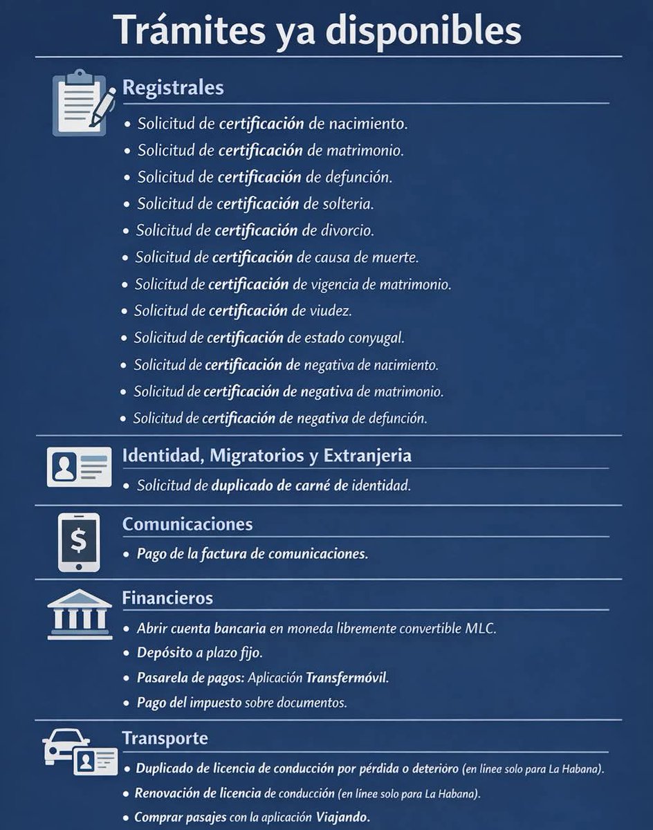 👩‍💻🧑‍💻 | Soberanía, plataforma de información y servicios del Gobierno🇨🇺, constituye un cambio tecnológico y cultural en el que los documentos electrónicos tienen el mismo valor jurídico que los físicos.
🔗 Más detalles en el enlace del primer comentario.