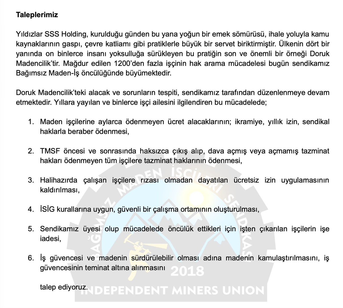 Bağımsız Maden İş tweet media