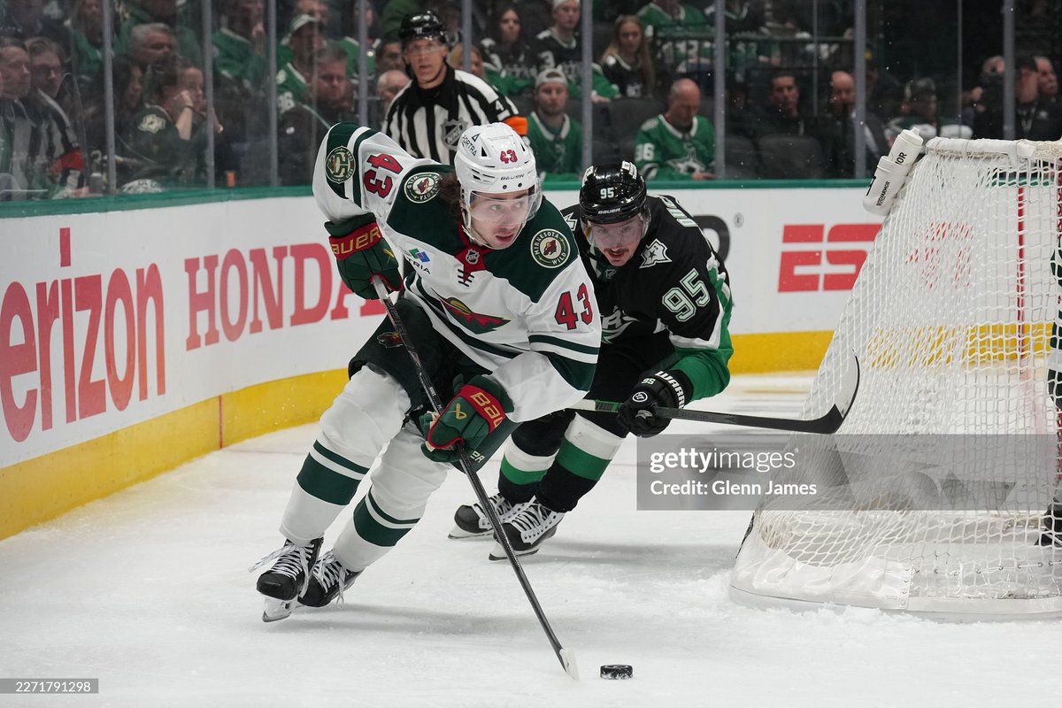 hughessdaily's tweet image. 📸| Quinn Hughes playing against the Dallas Stars for their second game of the playoffs. ( April 20th , 2026 ) Credits to gettyimages  @mnwild #nhl #hockey #minnesotawild #quinnhughes #nhlplayoffs #mnwild