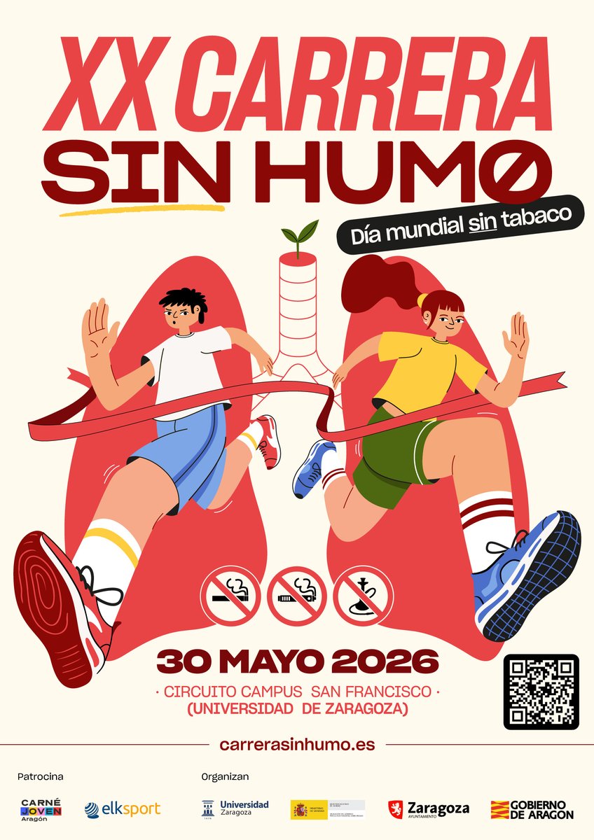 cmapazaragoza's tweet photo. ¡TUS PULMONES ESTÁN LISTOS PARA EL RETO!
Anota esta fecha: Sábado 30 de mayo
Si tienes entre 12 y 18 años... ven a la CARRERA SIN HUMO
Inscripciones abiertas en: https://t.co/60w1Y0hZ4X
#DiaMundialSinTabaco #carrerasinhumo
#CMAPA #prevencionadicciones https://t.co/MudBCBMm2g