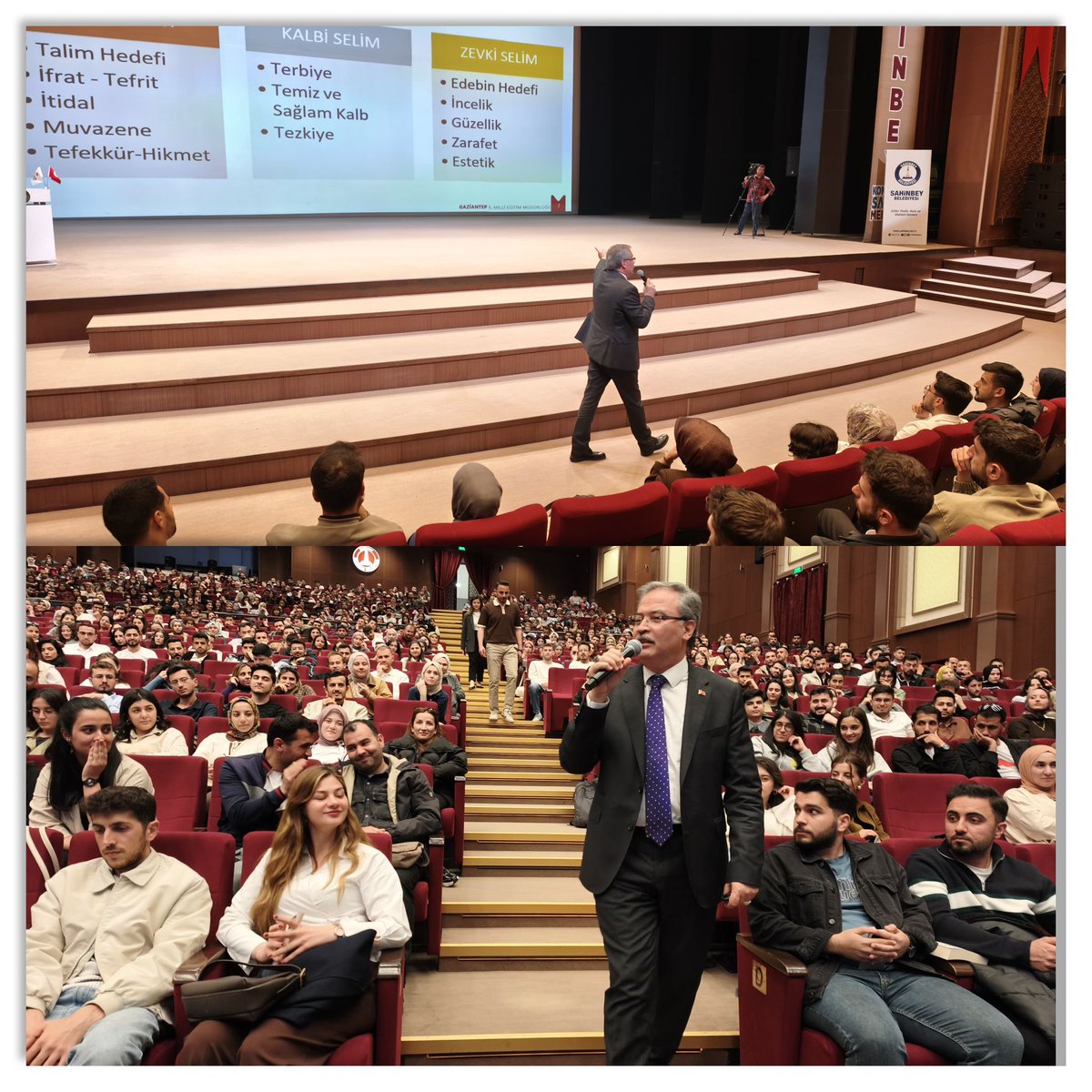 Gaziantep_MEM's tweet photo. 📍 AKKENT KONGRE VE SANAT MERKEZİ/ 📌 AKADEMİDE KÜLTÜR VE SANAT UYGULAMALARI "YÖNETİCİ BULUŞMALARI"🤝 

İl Millî Eğitim Müdürümüz Dr. Önder Arpacı, 2026 Millî Eğitim Akademisi Hazırlık Eğitimi Programı kapsamında verilen Akademide Kültür ve Sanat Uygulamaları "Yönetici Buluşmaları" dersinde öğretmen adaylarıyla bir araya geldi.💐 

Millî Eğitim Akademisi Başkan Yardımcısı Sayın Prof. Dr. Fatih Çetinkaya'nın iştiraki ile gerçekleşen derste İl Millî Eğitim Müdürümüz Dr. Önder Arpacı eğitim yönetimine dair birikimini ve sahadan beslenen tecrübelerini paylaşarak öğretmen adaylarının mesleki yolculuklarına rehberlik etti. Eğitimde kültür ve sanatın dönüştürücü gücüne dikkat çekilen buluşma 📍 Akkent Kongre ve Sanat Merkezinde gerçekleşti.🤝

Millî Eğitim Akademisi Gaziantep Eğitim ve Uygulama Merkezinde hazırlık sürecine adım atan, aynı anda bu ülkenin evlatlarına doğru yürüyerek büyük bir mesuliyetin e��iğinde duran öğretmen adaylarına başarılar diliyor; her birine yol ve baht açıklığı diliyoruz.💌
#MillîEğitimAkademisindeİlkDersYusufTekinden
#AkademiyleGüçlenenYarınlar

@tcmeb @Yusuf__Tekin @MebOrgm @M_E_Akademisi @afarici @gantepvaliligi @kemalcebervali @Dr_Onderarpaci