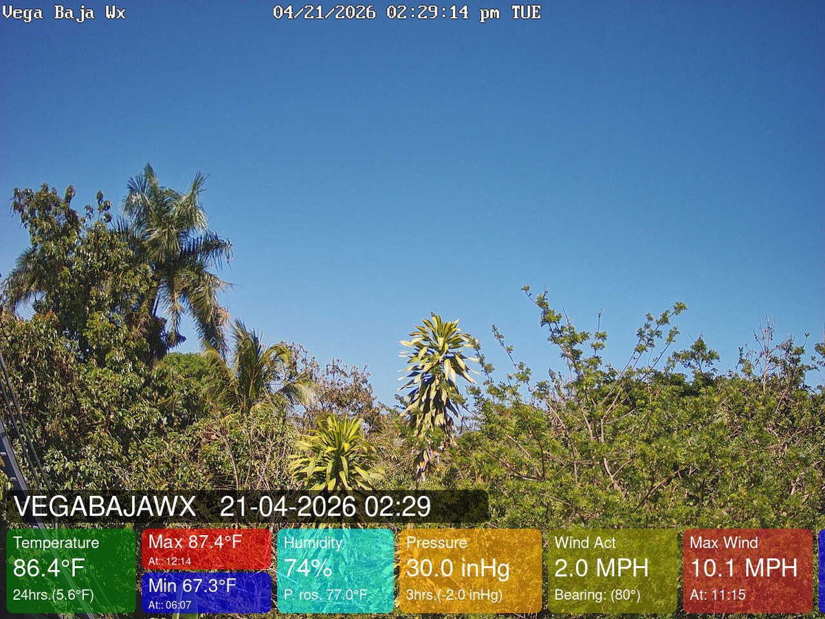 VegaBajaWx's tweet image. April 21, 2026 at 02:30PM Vega Baja #PuertoRico #weather #prwx #Wx