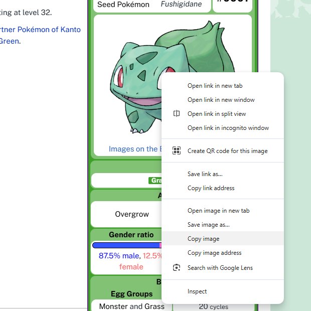 Did you know?

If you're ever in need of species art for a Pokémon project, you can just right click and use any of the images on Bulbapedia - no A.I. required!