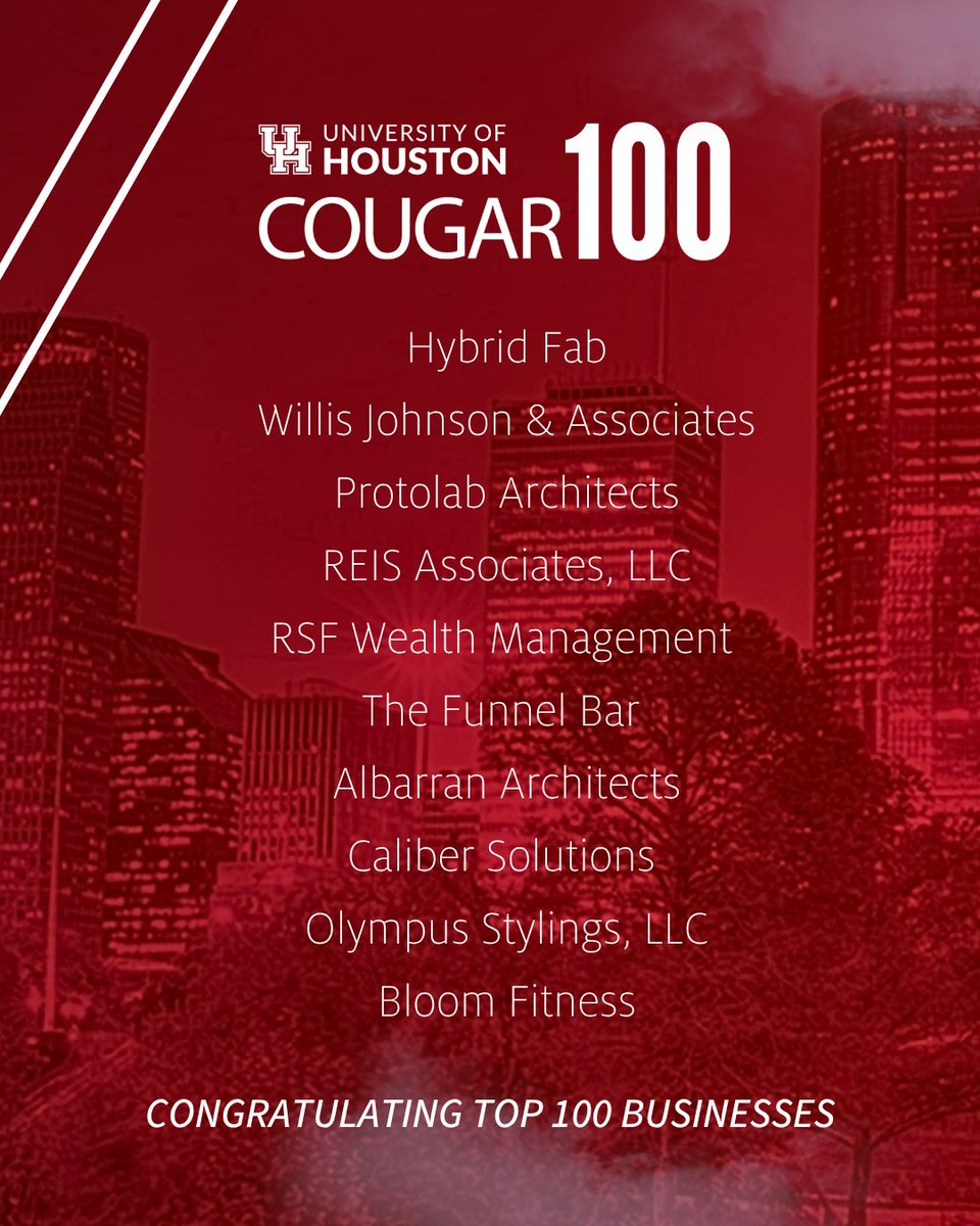 houstonalumni's tweet photo. Congratulations to our Top 100 Cougar-owned businesses recognized at the Cougar 100 Luncheon. These alumni are driving innovation, building communities and representing UH at the highest level across industries. 🐾⭐ 

#UHAlumni #GoCoogs #Cougar100 https://t.co/n8UiOtYMfr