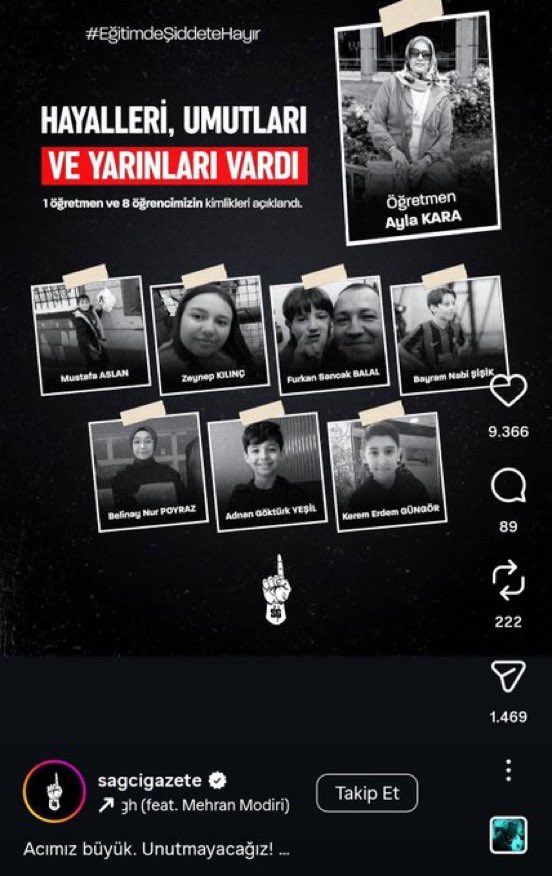 listelerden ayrıştırıldığını, adının parantezle yazıldığını, anmak için bir fotoğrafının bile konulmadığını, babasından beş yıl ayrı kaldığını, diğer çocuklarımız gibi saygıyla anılmadığını unutma