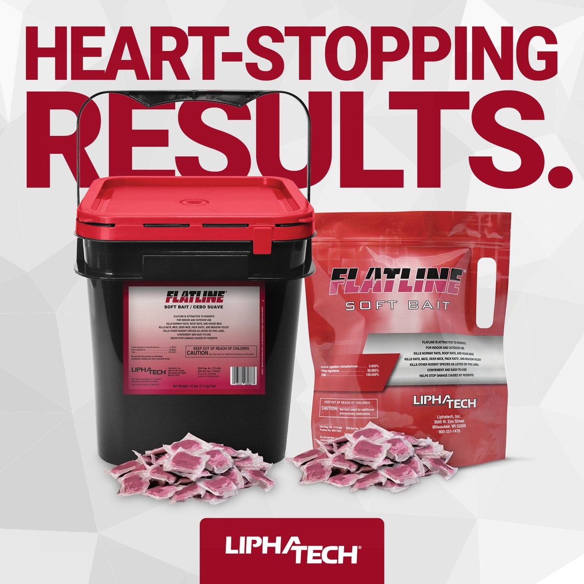 Liphatech's tweet image. Why #Flatline?

 ✅ Palatable to rats and mice
 ✅ Maintains its integrity in hot environments
 ✅ Multiple-feed anticoagulant rodenticide

Discover more benefits » tinyurl.com/2bs7vnxa

#PestManagement 
#Liphatech