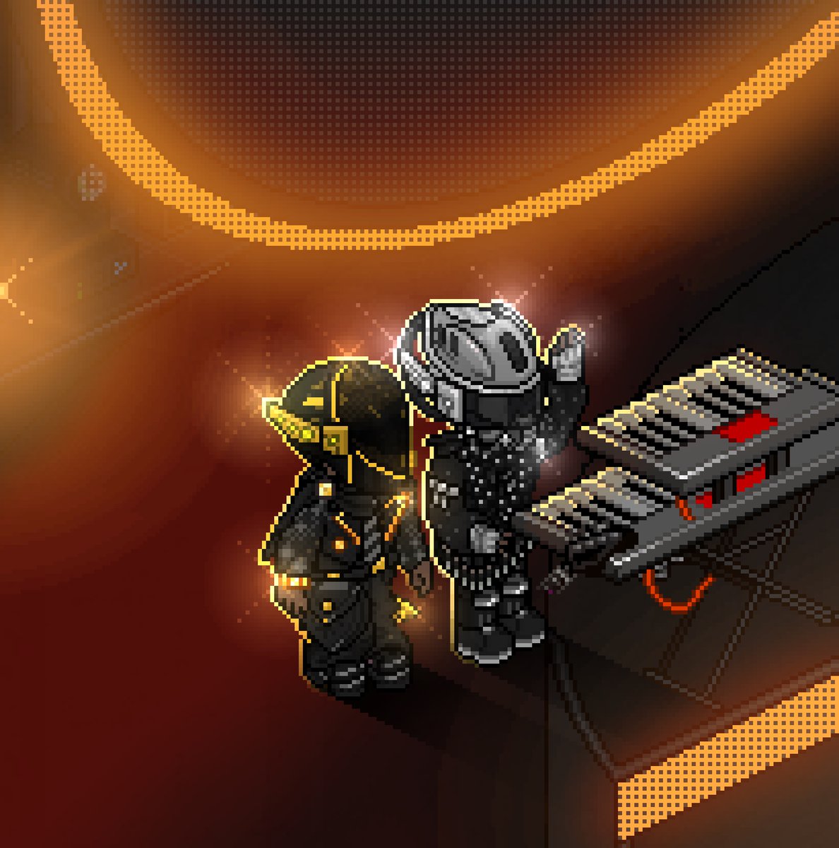 HabPatetica's tweet photo. Mi participación para el #MiHabboArtista inspirada en uno de los dúos más influyentes de la música electrónica 🤖

🎶 Artista: Daft Punk 
🎼 @santydapES @EsCoutier https://t.co/pE3AjVrU1J