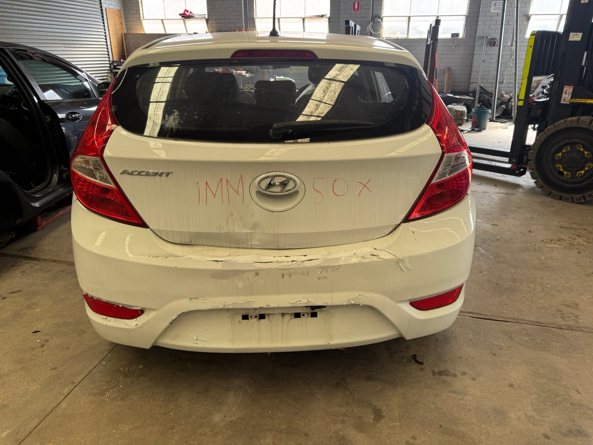 parts49765's tweet image. Now Wrecking: 2014 White Hyundai Accent — petrol automatic, 1.6L G4FC engine, VIN KMHCT51DMFU199887. Parts available now for pickup/shipping. Check pics and details: wix.to/tFsWTrj #NowWrecking #HyundaiAccent #CarParts #AutoSalvage