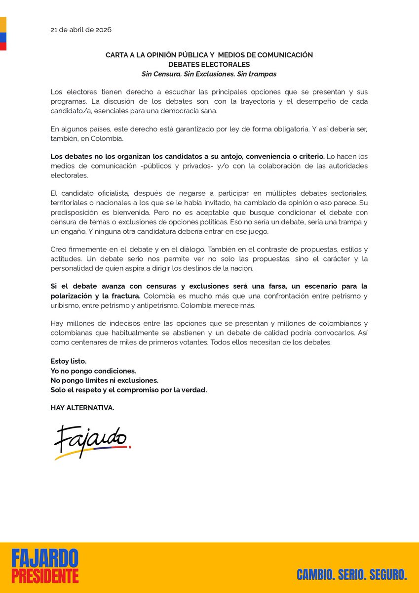 Sergio Fajardo tweet media