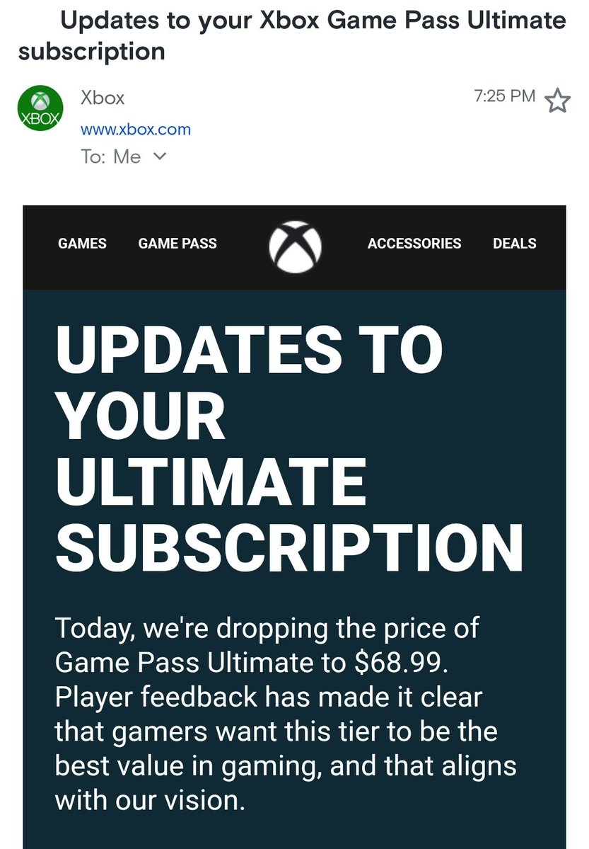 Now <a href="/Xbox/">Xbox</a>, I thought we were DROPPING the price of <a href="/XboxGamePass/">Xbox Game Pass</a> ? I like my Game Pass Ultimate subscription but this feels less like a deal 😅😅