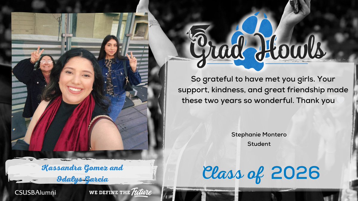 CSUSBAlumni's tweet image. Celebrating our graduating Coyotes and this unforgettable milestone 🎓💙 Show them some love in the comments 🐾
#GradHowls #CSUSBAlumni #CSUSB