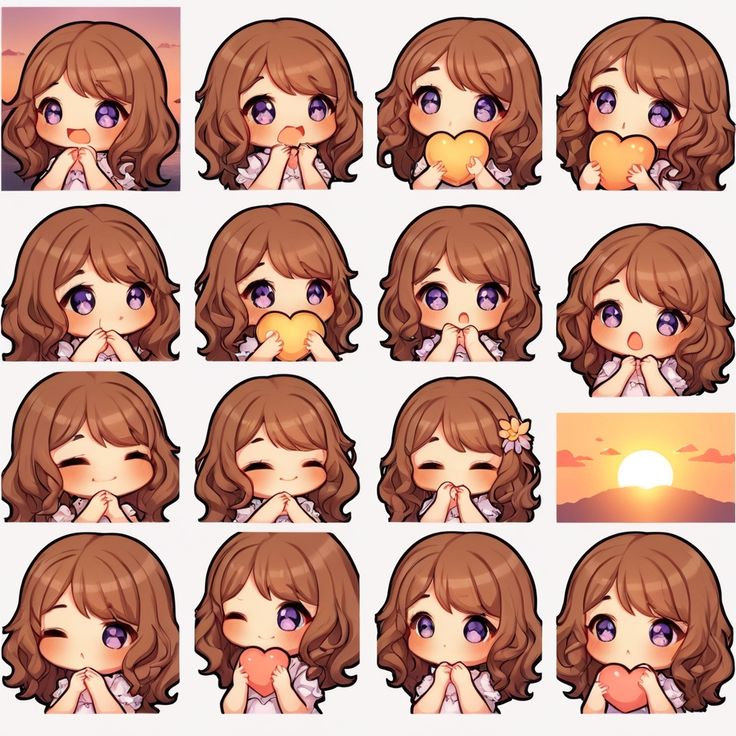 Taffyvt00's tweet image. Soft pastel chibi emote pack with cozy sunset vibes, shy smiles, heart reactions, for your stream 🧡💕✨

DM for commission design!📥

#TwitchStreamers #streamerstwt #twstプラス #twitchgamer #anime #Vtubers #ENVtubers #VTuber #vtubermodel #Live2DShowcase 
(Rfw)