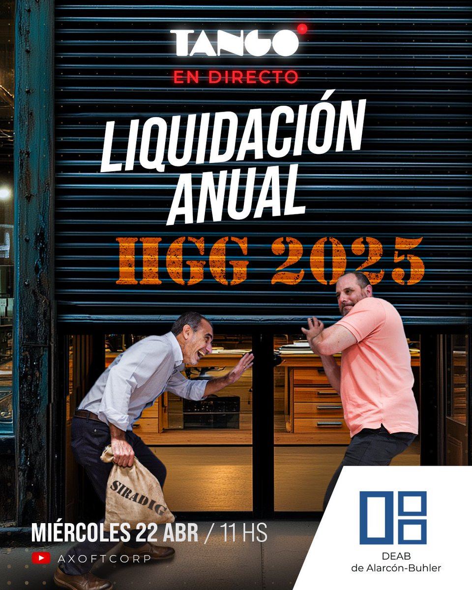 DEABTango's tweet photo. #TangoEnDirecto

👉 Mañana miércoles a las 11h, no te pierdas el directo de IIGG - Liquidación anual 2025,  donde se verá como realizar la liquidación anual 2025 del impuesto.

🔔Suscribite al canal.

🔴YouTube: Acceso https://t.co/qt54HsFijD

#tangosoftware #soportetango #deab https://t.co/v796LFGu0q