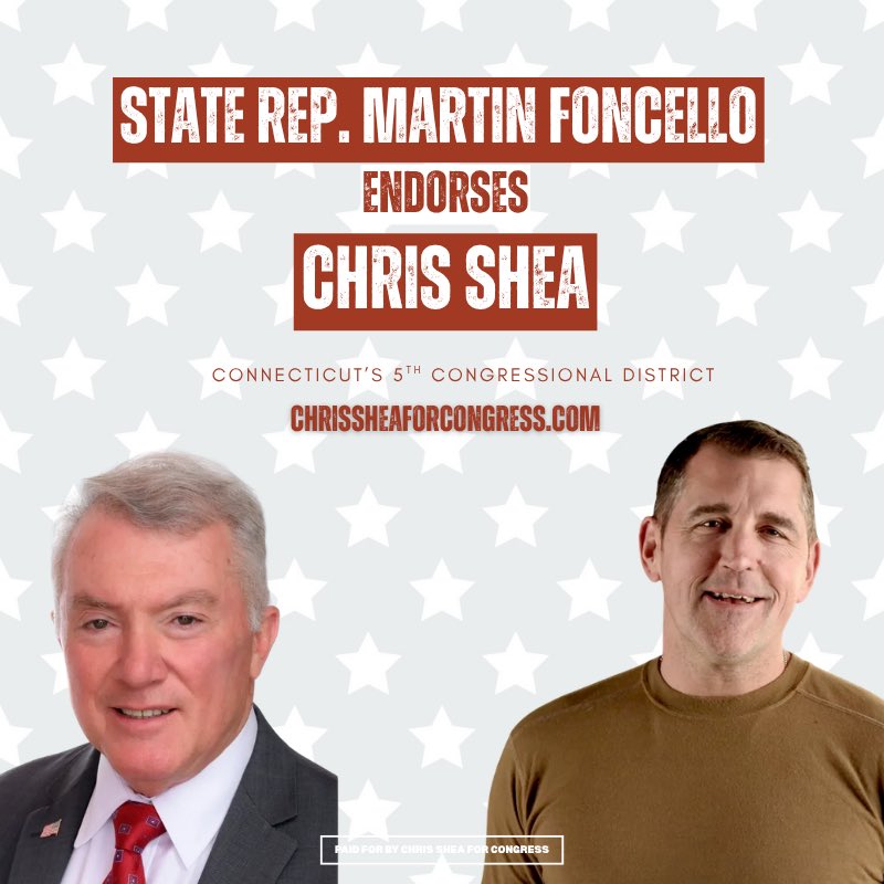 SheaforCongress's tweet photo. Thank you State Rep. Martin Foncello! Rep. Foncello represents the 107th House district which serves Brookfield and parts of Bethel and Newtown. His support only increases our momentum to save #CT05 and #FlipThe5th! https://t.co/yIs1r5hlS6