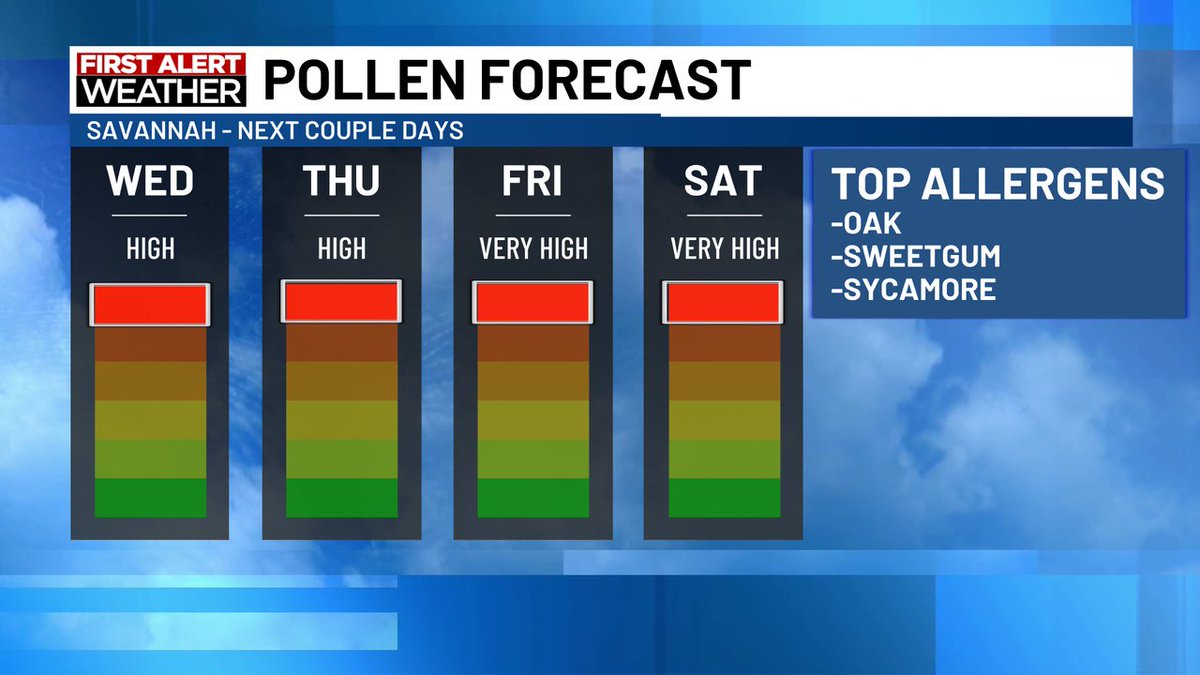 WxDylanSmith's tweet image. We'll also continue to track increasing tree pollen counts throughout the rest of the week. #savannahga #thisweek #allergyseason