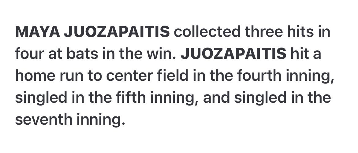 MayaJuozapaitis's tweet photo. After a rough couple of games in the box went back to the basics and spent time working. Yesterday I had a .714 average at the plate with my first BOMB 💣 of the season! Gotta stay locked, keep working. @Tecumsehsball11 @hawks2028_29 @GVSUSoftball @WayneStateSB @DetroitTitansSB https://t.co/9ld2mLTMPN