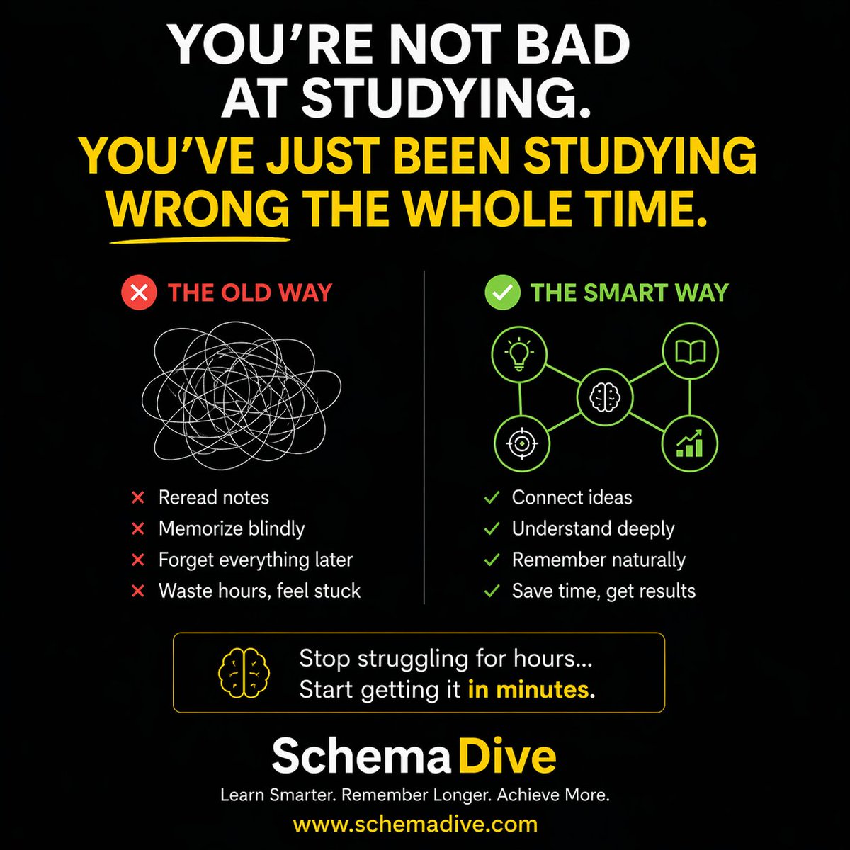 SchemaDive's tweet image. You’re not bad at studying.

You’ve just been doing it the slow way.

There’s a smarter way to actually understand — not just memorize.

schemadive.com

#SchemaDive #StudySmart #Learning #Students #Productivity #Focus #AIforStudents #StudyTips #LearnBetter