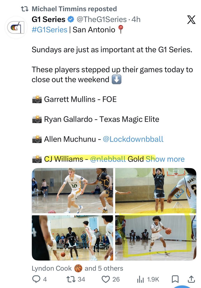 Cendallwilliam1's tweet photo. Highlights from this past weekend at @TheG1Series @TexasHoopsGASO Session 1, Blessed to be recognized as a top performer. 

@Richland_hoops @CoachDHenderson @nlebball @TheG1Series @TexasHoopsGASO @PaulBiancardi @PCousy2 @MattBraeuer @TexasHoopsTV https://t.co/ndWQ7ju0Dy