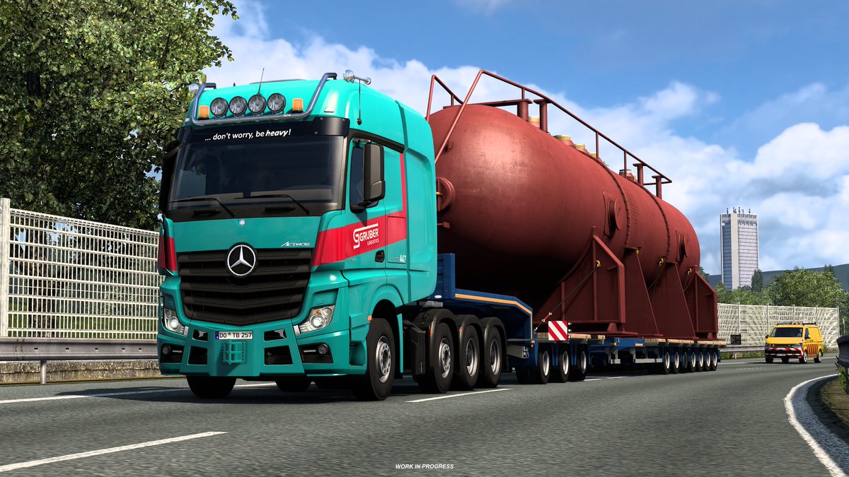 truck_designs's tweet image. Today we’re excited to share new screenshots of the upcoming GRUBER Logistics S.p.A. pack for Euro Truck Simulator 2! 😍

The pack is currently being tested internally, with final polishing underway and a few remaining issues being fixed! 🚚

#workinprogress #EuroTruckSimulator2