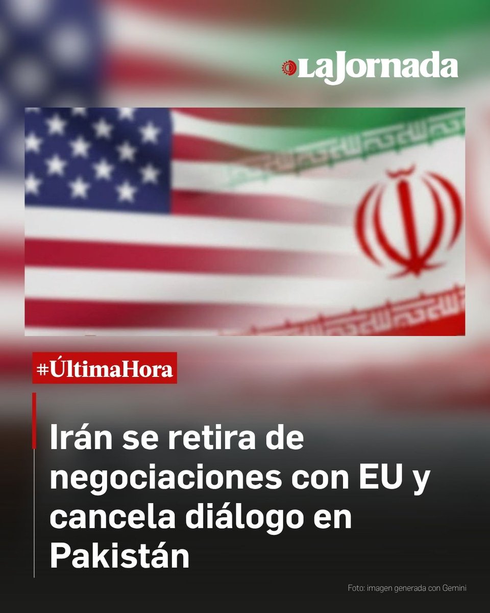 lajornadaonline's tweet image. 🟥 #ÚLTIMAHORA | Irán decidió no participar en la próxima ronda de conversaciones con Estados Unidos prevista en Pakistán, que calificó la decisión como “definitiva”, de acuerdo con reportes de la agencia semioficial Tasnim.

Teherán optó por retirarse del proceso tras considerar