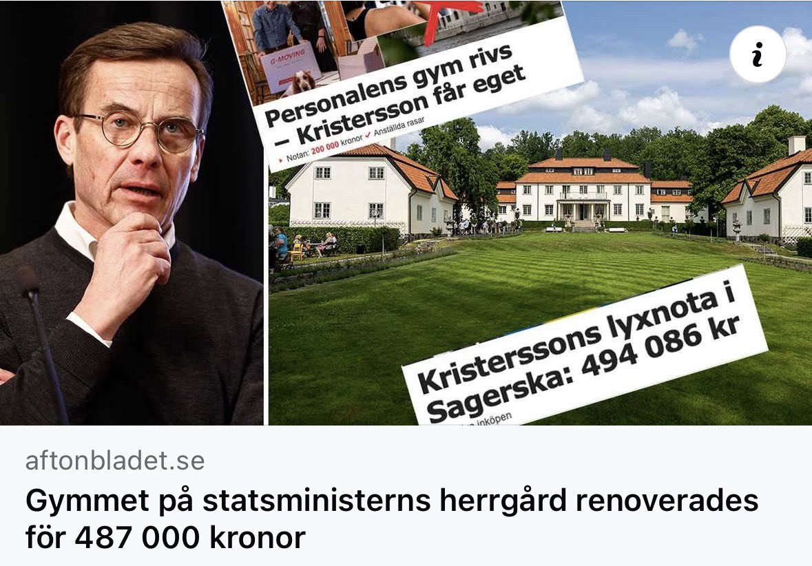 𝗞𝗥𝗜𝗦𝗧𝗘𝗥𝗦𝗦𝗢𝗡𝗦 𝗚𝗬𝗠
487 000 kr av skattemedel på gym i Harpsund. 290 281 kr på inredning i Sagerska. Löpband 70 000 kr. Crosstrainer 64 000 kr. En tränare i Flen har en crosstrainer för 3 500 kr som fungerat i 14 år.

Nästan 800 000 kr av dina pengar. På en man som