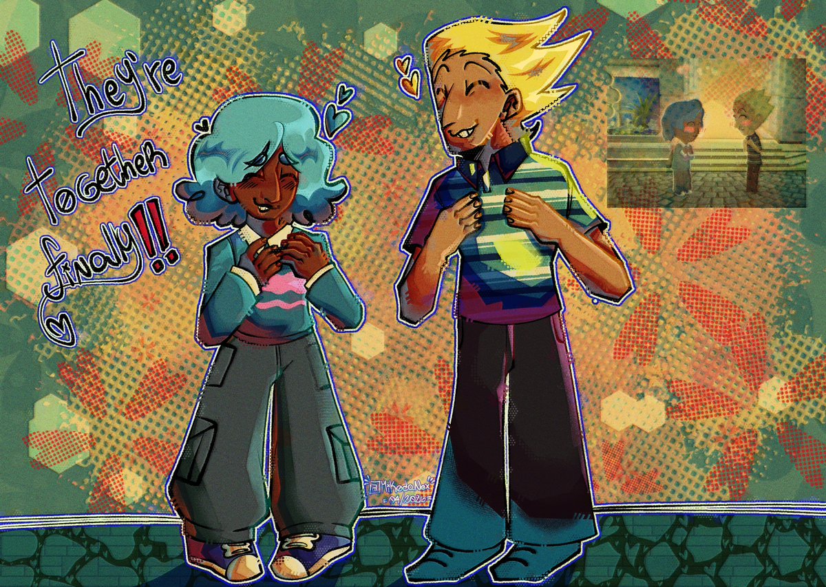 MikodaNox's tweet image. just a draw of a cutie moment of #sunightshipping from @ltb_oc  tomodashi island of blue and yellow #addison !! theyre very canon and  love them so much (*^▽^*)

#deltarune #theaddisons #addisons