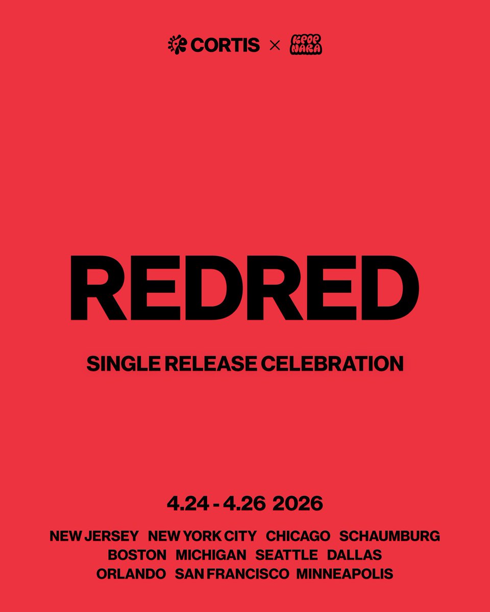CORTISINDONESIA's tweet image. [260422] INFO

CORTIS x KPOP NARA akan mengadakan REDRED Single Release Celebration! 

Perayaan akan hadir di semua lokasi pada tanggal 24-26 April 
Detail lebih lanjut akan di infokan! 

📍 KPOP NARA MICHIGAN 
📍 KPOP NARA NYC 
📍 KPOP NARA ADM 
📍 KPOP NARA CHICAGO 
📍 KPOP