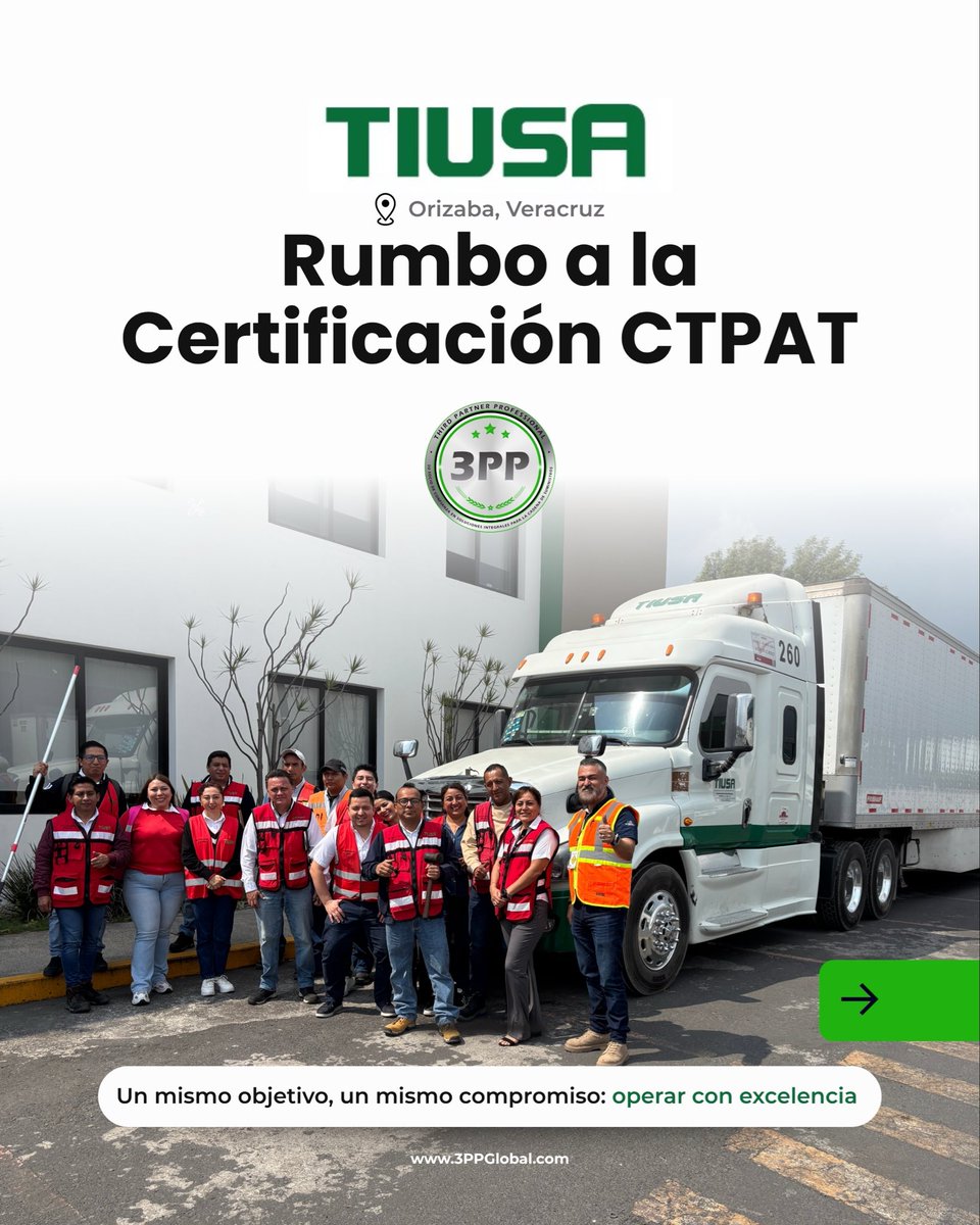 3ppScp's tweet photo. #TIUSA no está buscando certificarse… está transformando su operación para lograrlo.

Capacitación, control de procesos, ejecución en campo y un equipo alineado a la seguridad. Así se construye una empresa que va en serio rumbo a #CTPAT 🚛🔐

🌐 https://t.co/lu5uVGDV0c

#3PP https://t.co/vRjiqXb9Pa