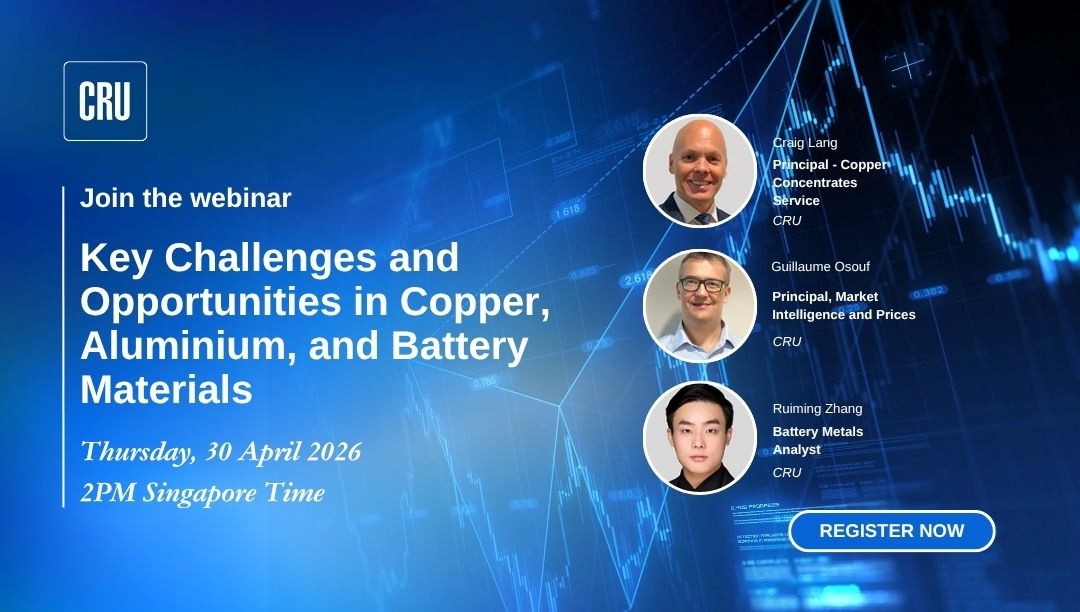 CRUGROUP's tweet image. Join our webinar, held just ahead of LME Asia Week in Hong Kong, to explore the key challenges and opportunities in copper, aluminium, and the battery materials markets.
Register here: ow.ly/fgrA50YIC4e  
#copper #aluminium #BatteryMaterials #LMEAsiaWeek #HongKong