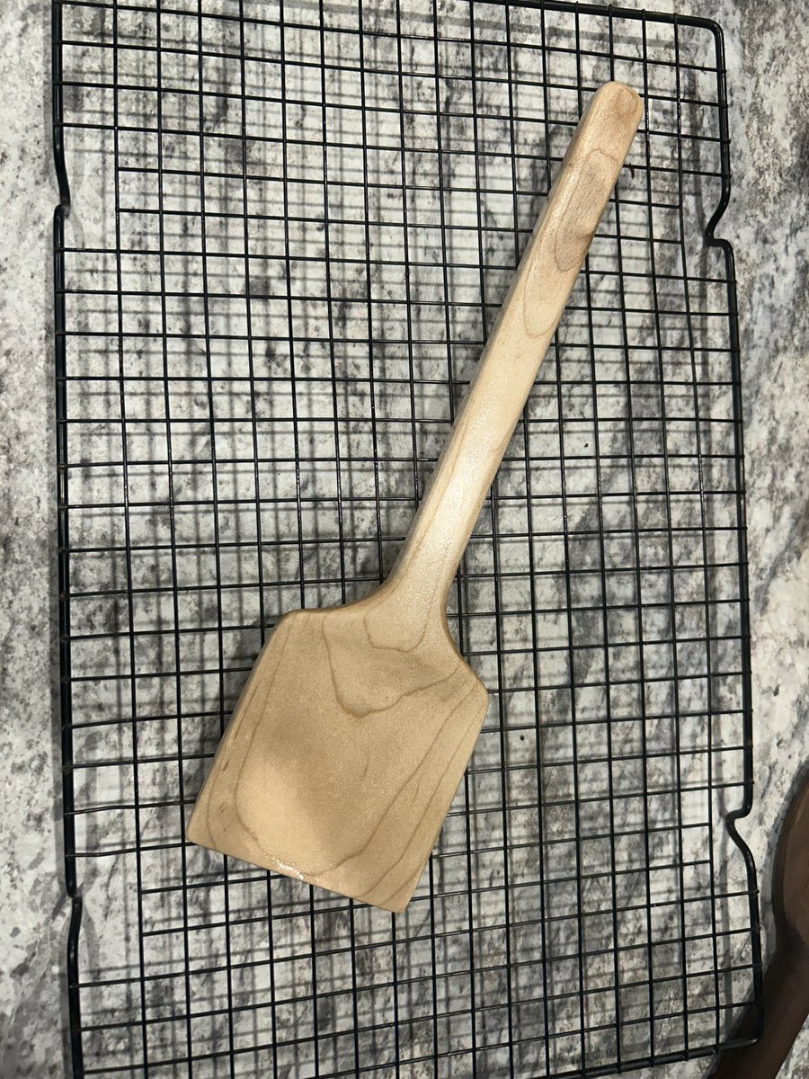 First production quality flat spatula:

12” long Hard Maple with a pure Tung Oil finish!

Will also add a walnut option so these can be paired with the large spoons I’ve got available.