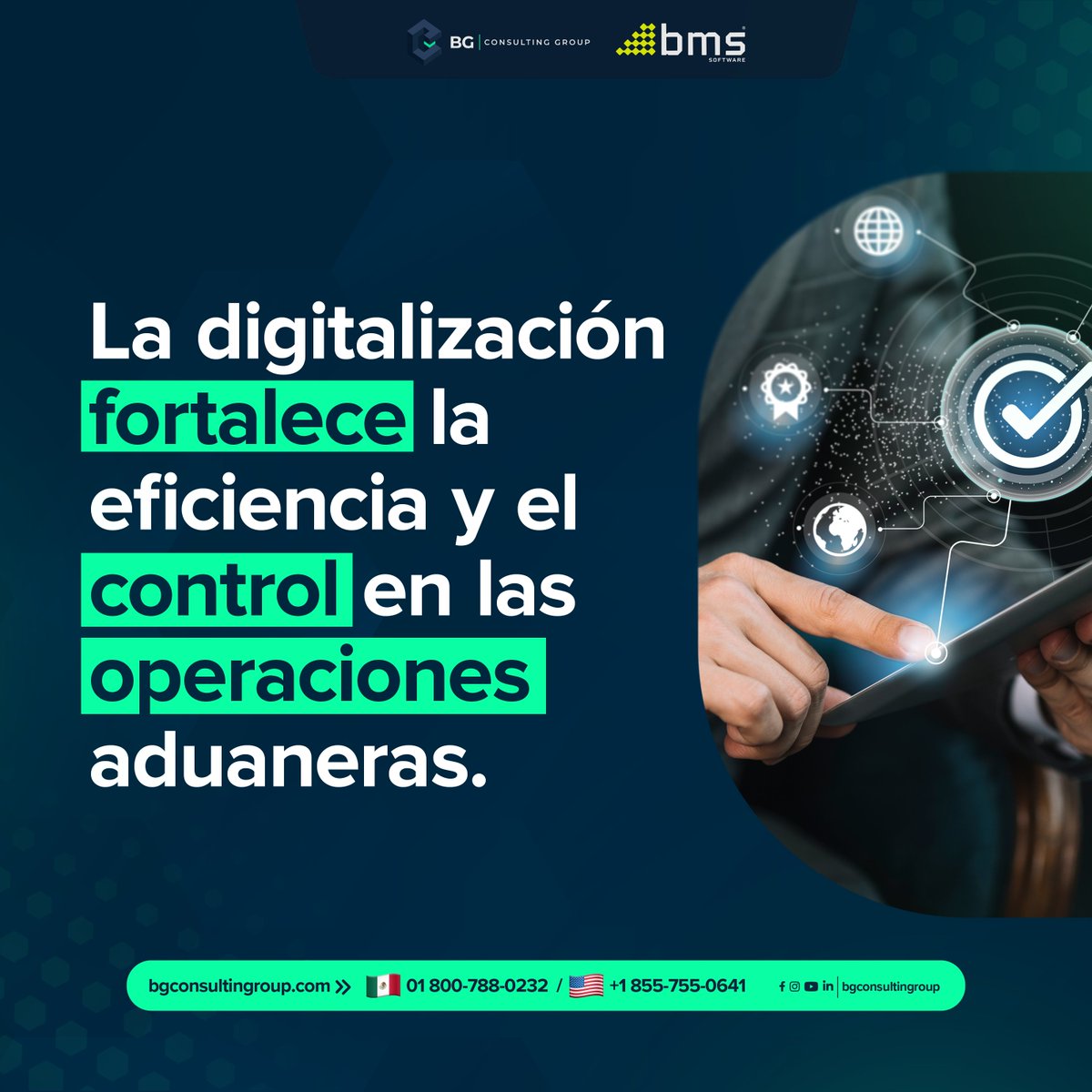 BMSCustomSystem's tweet photo. La digitalización en aduanas es el motor de la eficiencia operativa. Con BMS Custom System, transforma tus procesos con:

🔹 Control centralizado
🔹 Trazabilidad total
🔹 Procesos ágiles y sin errores
🔹 Visibilidad en tiempo real

Optimiza tu comercio exterior hoy. https://t.co/jtGKPnbIrN