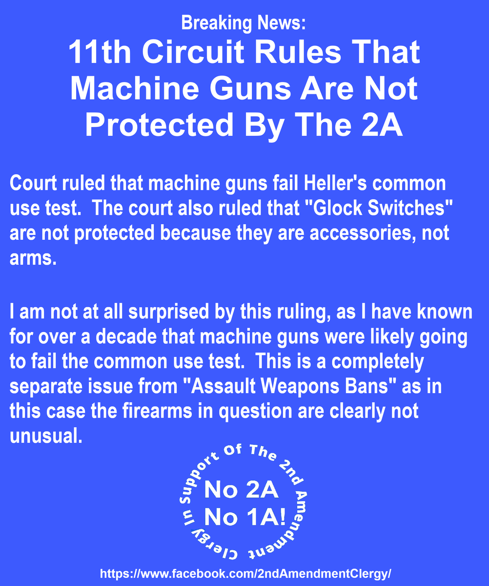2_clergy's tweet image. Source: courthousenews.com/11th-circuit-s…

#GunRights, #2A, #2ARights, #2ndAmendment,
#ConstitutionalCarry, #CCW, #ConcealedCarry
#DGU, #DefensiveGunUse