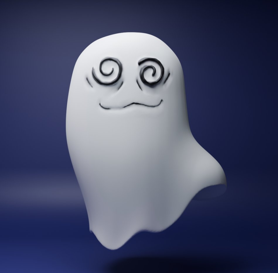 esqueci de postar aqui meus treinos de blender (sou iniciante), fiquem com meu fantasminha 3d