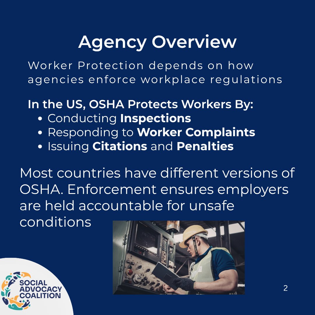 SACOV19's tweet image. Learn more about heat safety enforcement. While this infographic discusses protections in the United States through OSHA, many similar guidelines policies, and similar enforcement problems exist in multiple countries worldwide. 
#workerrights #humanrights #safety #heatsafety