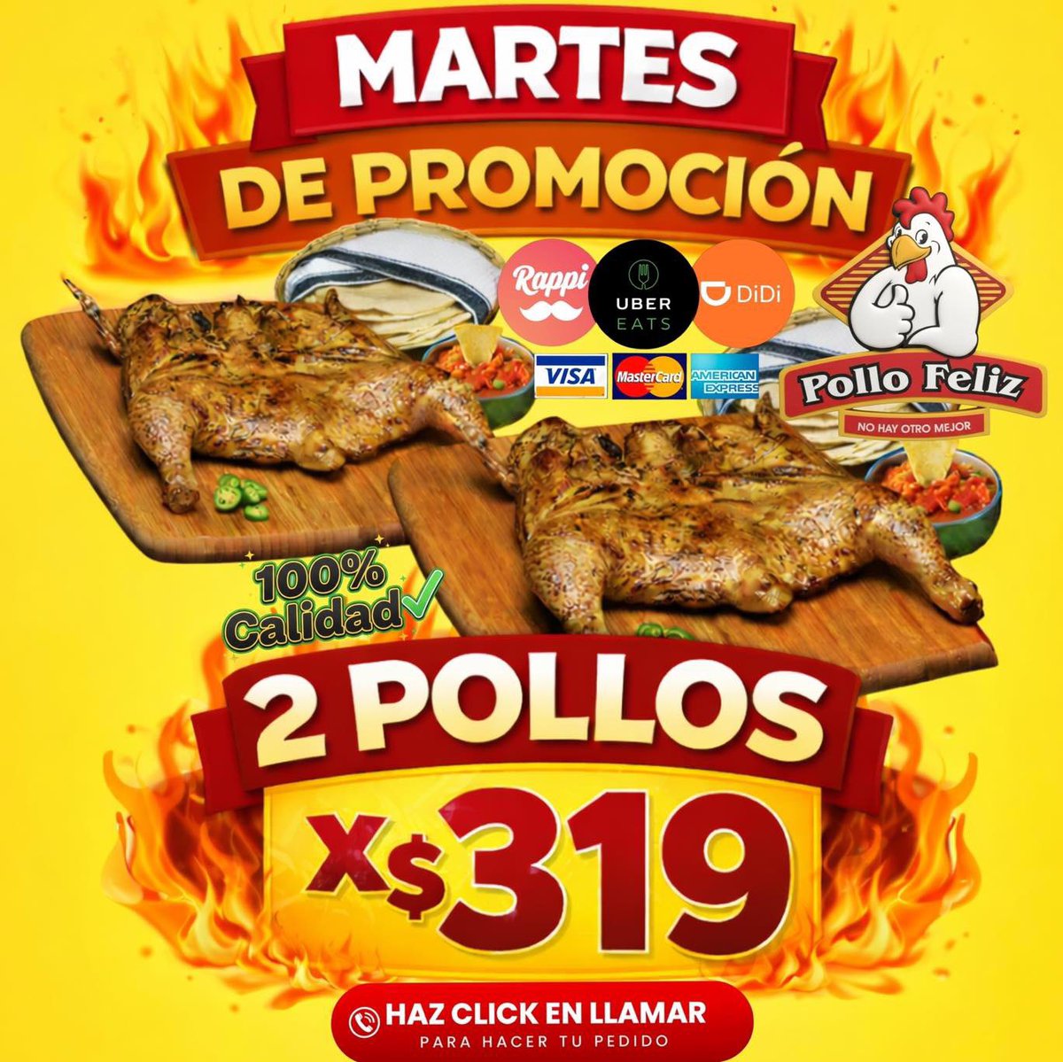 #MARTES 2 Pollos x $319 ó 1/2Pollo GRATIS! ☎️5 de diciembre Tel:2225159 ☎️Aeropuerto:2211906 ☎️Aramara:2097533 ☎️Pitillal:2240474 ☎️Bobadilla:2994541 ☎️Coapinole:2991169 ☎️Infonavit:2259759 ☎️Ixtapa:2810400☎️San José:2952333 ☎️:San Vicente:3222231833 #PuertoVallarta #pv #vallarta