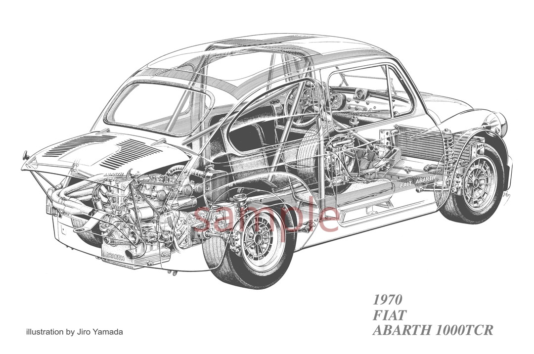 1970 Fiat Abarth 1000 TCR illustration by Jiro Yamada A structure