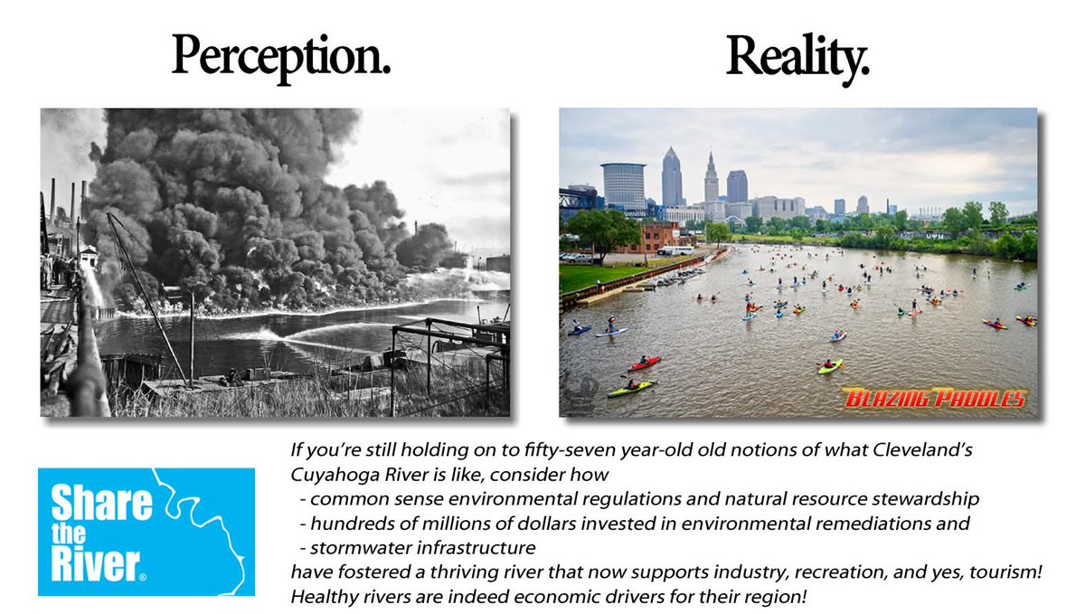 ShareTheRiver's tweet photo. Cleveland's #CuyahogaRiver will be referenced by tons of well-meaning journalists in their #EarthDay pieces marking the 56th anniversary of the global environmental movement.

Rather than show the bad ol' days, show how Clean Water policies have worked! Contact us for images! https://t.co/mAwQ5ZzGgn