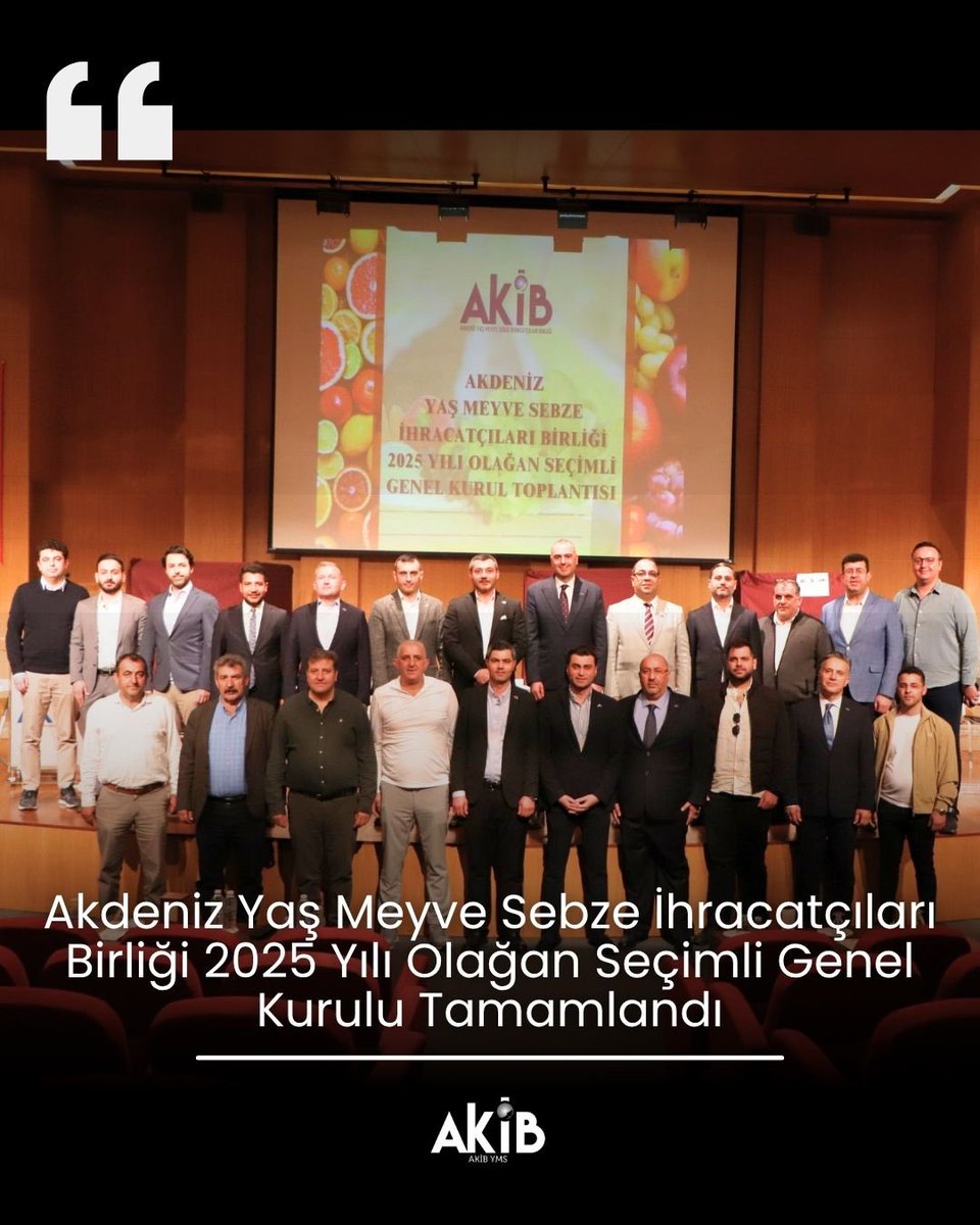 akibyms's tweet photo. 📢 Akdeniz Yaş Meyve Sebze İhracatçıları Birliği
2025 Olağan Seçimli Genel Kurulu tamamlandı.

Tek liste ile yapılan seçim sonucunda
Ulus Sarıkaya
Yönetim Kurulu Başkanı seçildi.

#AKİB #GenelKurul #UlusSarıkaya #YaşMeyveSebze https://t.co/VMKtxERoX9