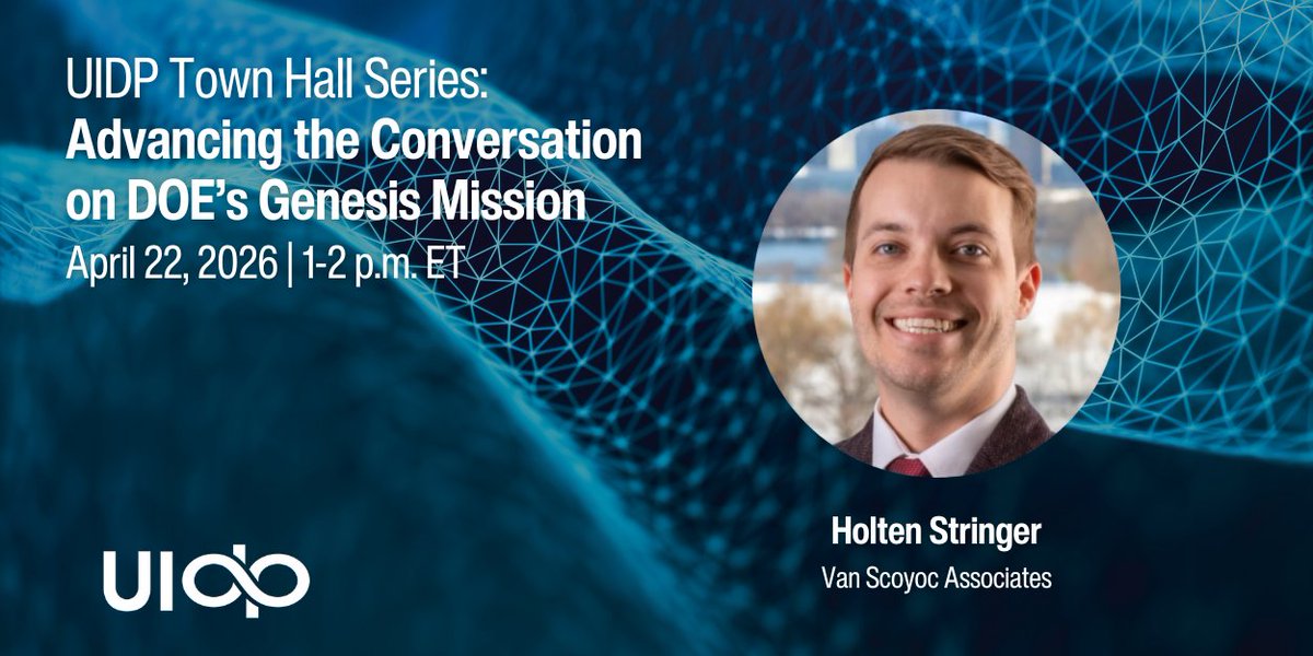 teamuidp's tweet photo. Join us tomorrow for a follow-up discussion on the Genesis Mission ahead of the Phase I deadline. Gain insights on proposal preparation and early Phase II considerations with input from federal policy experts.  Register now: https://t.co/FHlIaM1YNy #UIDPWebinar https://t.co/Rm2acVAOQh