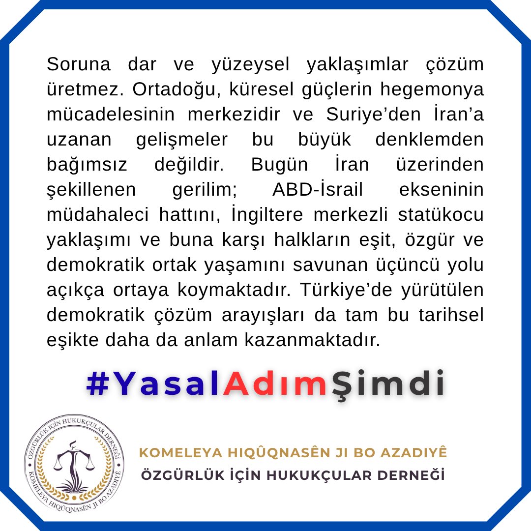 Özgürlük için Hukukçular Derneği tweet media