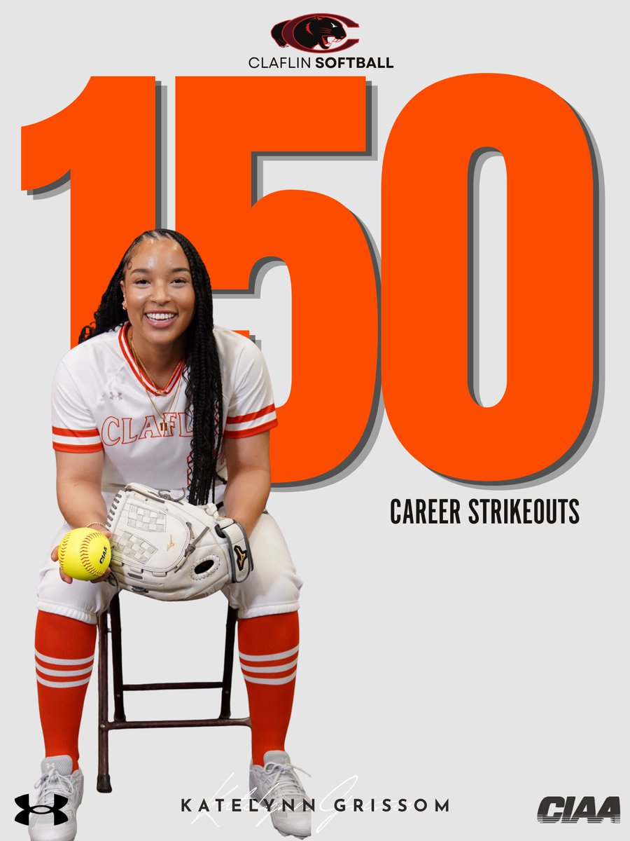 ClaflinSoftball's tweet photo. Congratulations to Katelynn Grissom on surpassing 150 career strikeouts! Your work in the circle continues to set the tone. 

🐾🧡 https://t.co/hVhhEgX9tx